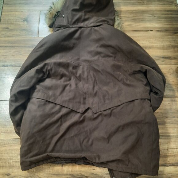 Bernardo Women’s Large Hooded Puffer Jacket Winter Coat Quilted Raccoon Fur Trim - Picture 2 of 9